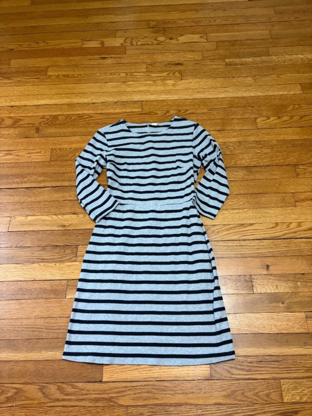 Old Navy Womens 3/4 Sleeve Dress Size Small Gray Black Striped Stretch Cotton